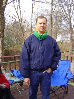 Peter standing on his father's porch.
