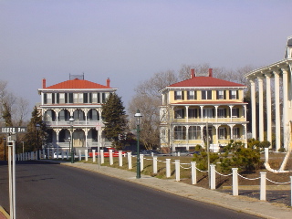 Two very striking and colorful houses in a town on Beach Ave.